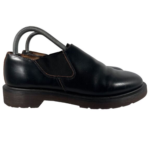 Dr. Martens Other - Dr Doc Marten Louis Smooth Black Low Slip On Shoes Cunky Men's Size 7 Women's 8